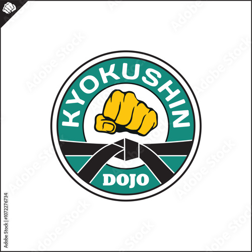 Emblem of kyokushin karate power fist . Vector.