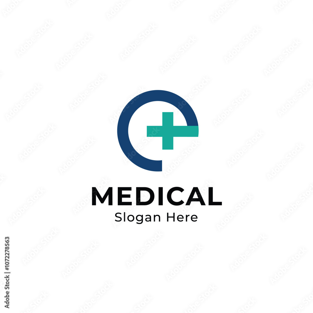 Modern Medical Logo with Cross and Letter E Design Modern Medical Logo with Cross and Letter E Design