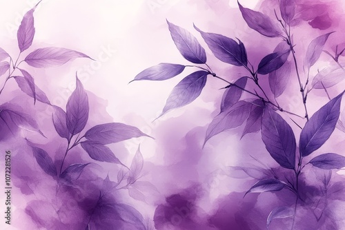 Purple Watercolor Leaves: Delicate Floral Art
