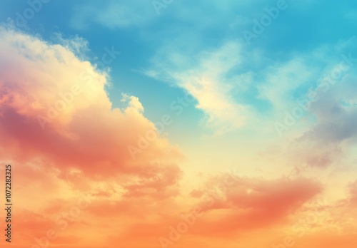 A Vibrant Sunset Sky with Soft Clouds