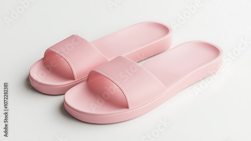 A pair of pink slide sandals designed for comfort and casual wear.