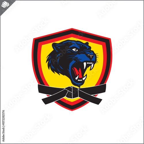 Emblem of kyokushin karate power fist . Vector.