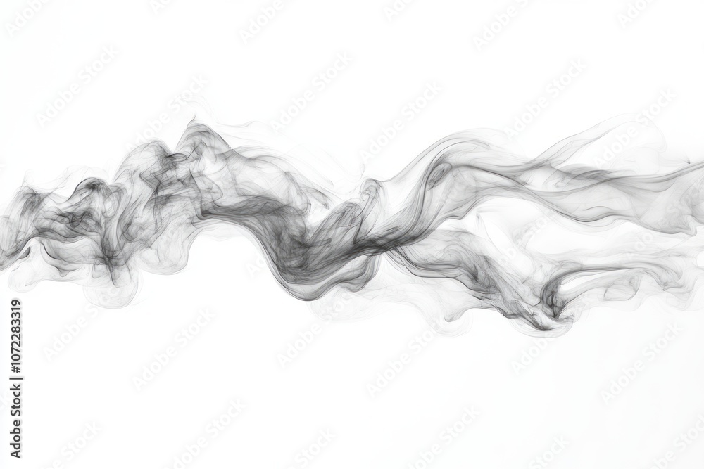 Abstract Black Smoke Swirling on a White Background Abstract Black Smoke Swirling on a White Background
