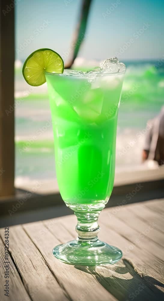 Refreshing Green Cocktail on the Beach Refreshing Green Cocktail on the Beach