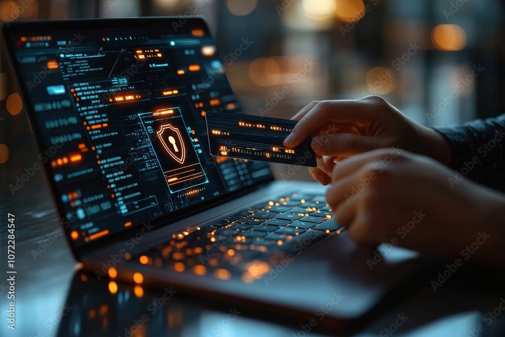 Obraz premium Secure Online Payment with Credit Card and Digital Security
