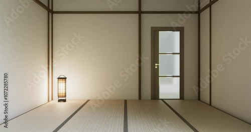 Interior, Empty room and tatami mat floor room modern style. 3D rendering