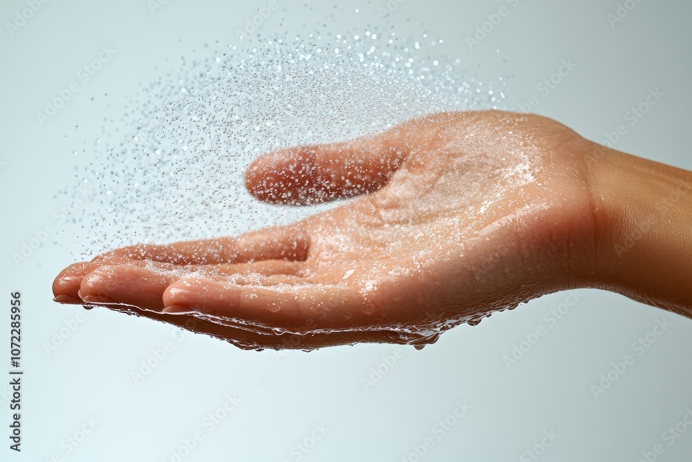 Fototapeta premium Water Drops Splashing on Hand - Abstract Photography