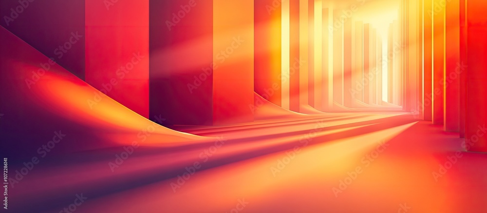 Abstract orange and red path leading into a bright, warm light. Abstract orange and red path leading into a bright, warm light.