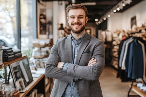 Smiling Manager in Bright Retail Store Environment