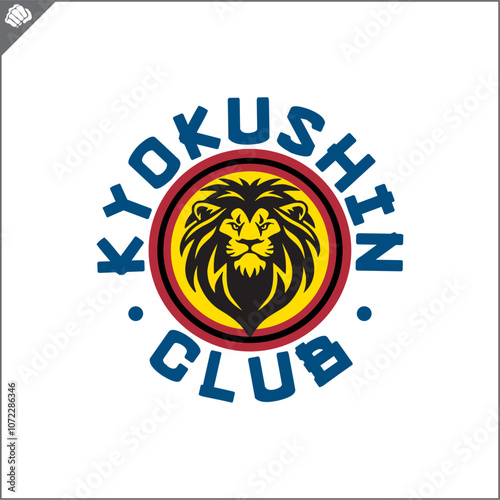 Emblem of kyokushin karate power fist . Vector.