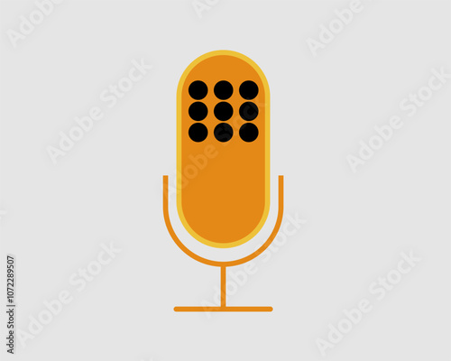 Illustration. Vintage Retro Microphone Icon with Minimalist Design for Podcast, Broadcasting and Audio Recording Projects