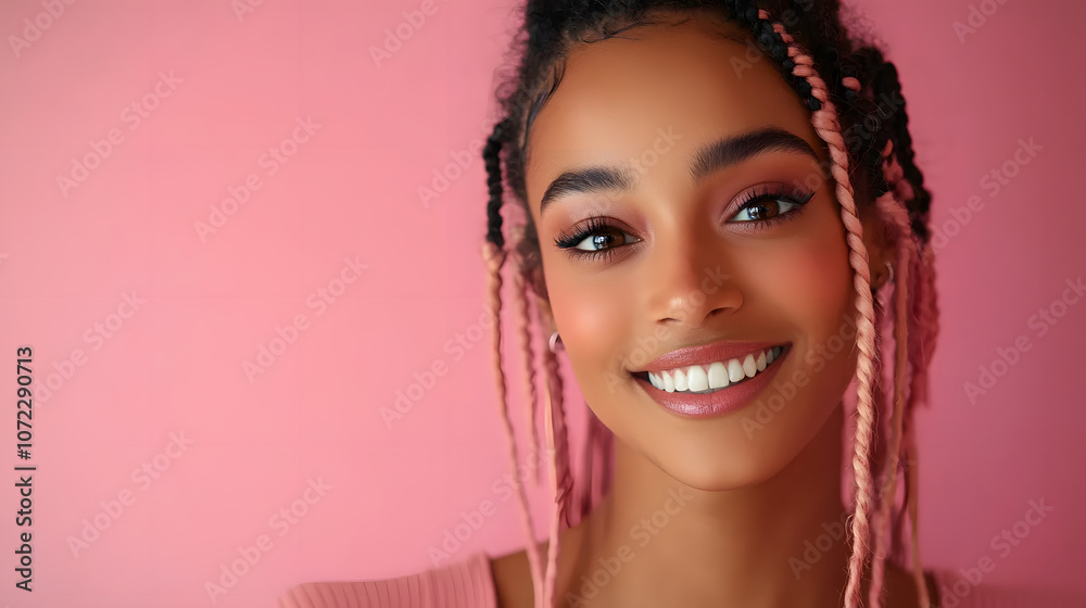Confident Black Man Posing in Studio with Pink Background, Expressing Joy and Style Confident Black Man Posing in Studio with Pink Background, Expressing Joy and Style