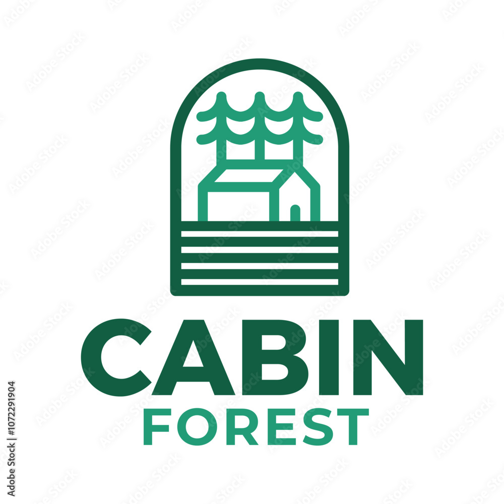 Obraz premium cabin forest flat minimalist logo design
