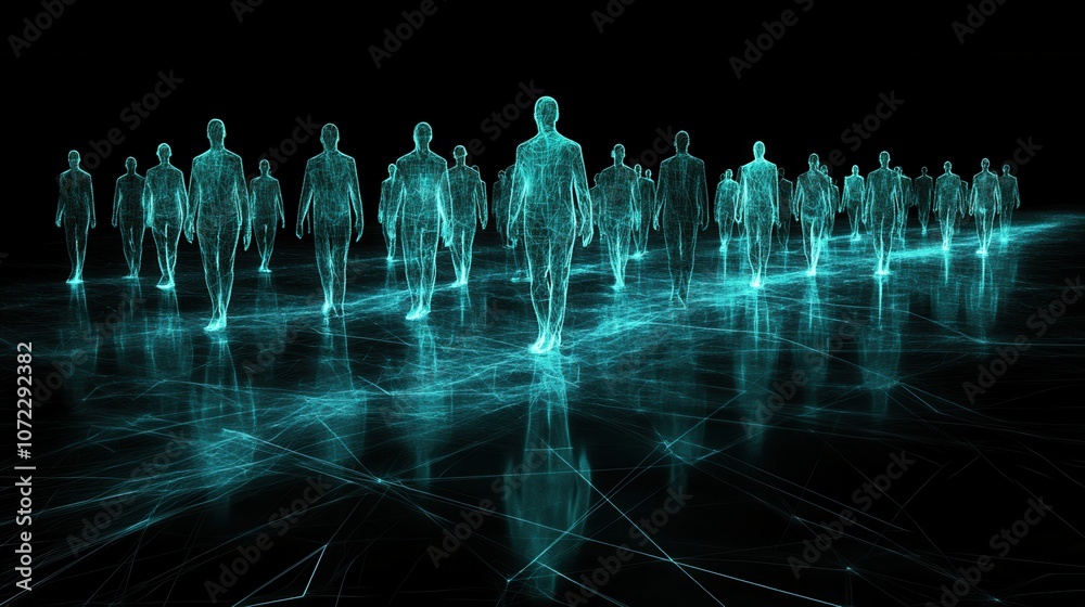Futuristic digital figures emerge in a high-tech environment, symbolizing innovation and advanced technology. Futuristic digital figures emerge in a high-tech environment, symbolizing innovation and advanced technology.