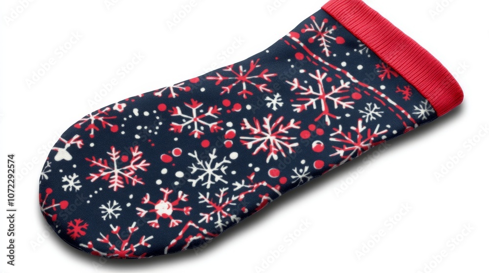 Playful Snowflake Mitten Illustration on White Background Playful Snowflake Mitten Illustration on White Background