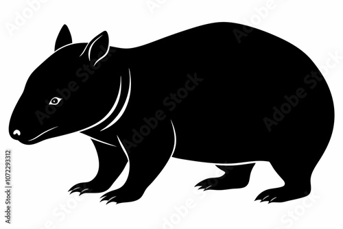 Wombat vector illustration, image of a squirrel, wombat silhouette, wombat vector art,Wombat silhouette Clipart - Wombat vector illustration in black and white,Wombat silhouette Clipart Icon.