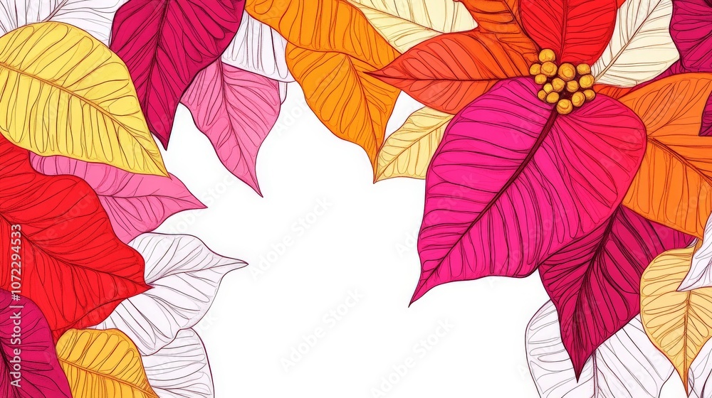 Obraz premium Elegant Hand-Drawn Flowers in Full Bloom Design