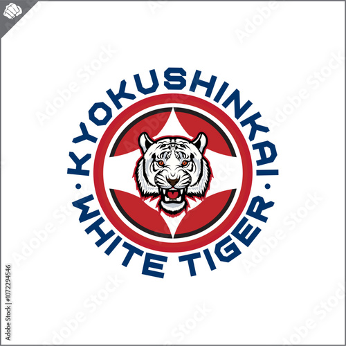 Emblem of kyokushin karate power fist . Vector.