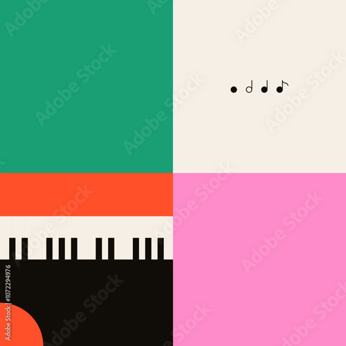 Piano. Musical poster for your design. Music elements design for card, invitation, flyer. Music background vector illustration. Music piano keyboard.