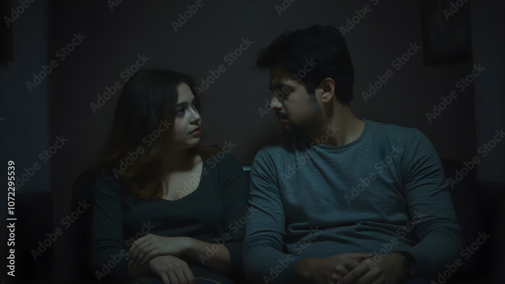 Obraz premium Couple Sharing a Quiet Conversation