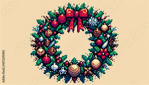 Christmas themed 8bit pixel art illustration photo