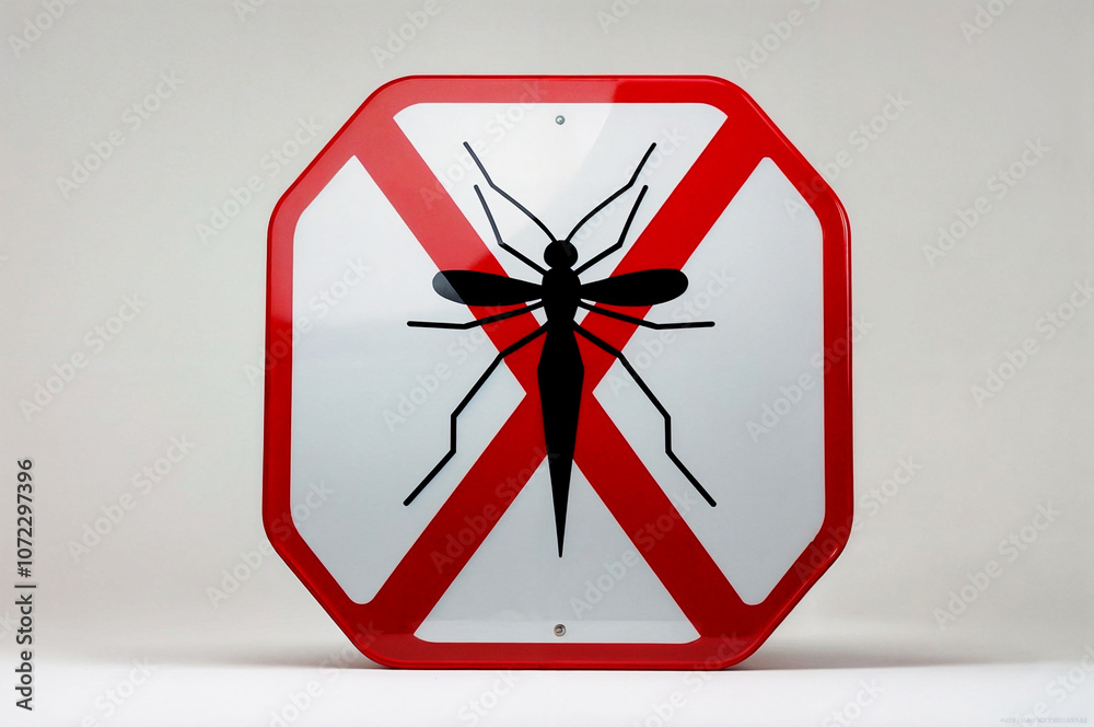 3d render illustration of a red and white sign mosquito logo symbol. Concept of stop kill prohibit mosquitoes 3d render illustration of a red and white sign mosquito logo symbol. Concept of stop kill prohibit mosquitoes