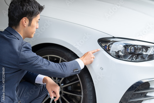 車をチェックする男性ビジネスマン photo