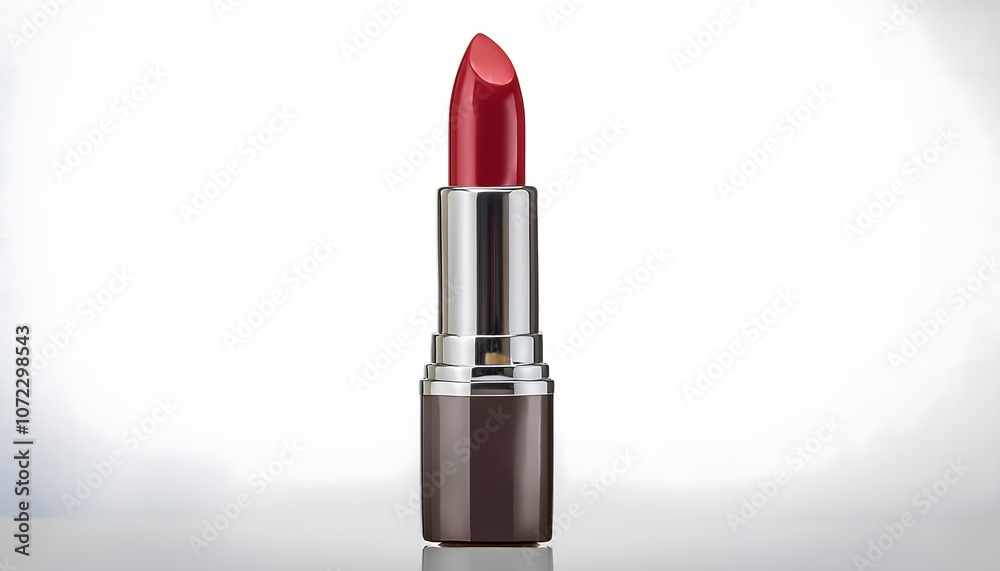 Deep red lipstick in a shiny silver tube. This elegant lipstick adds a bold and luxurious touch to any makeup look Deep red lipstick in a shiny silver tube. This elegant lipstick adds a bold and luxurious touch to any makeup look