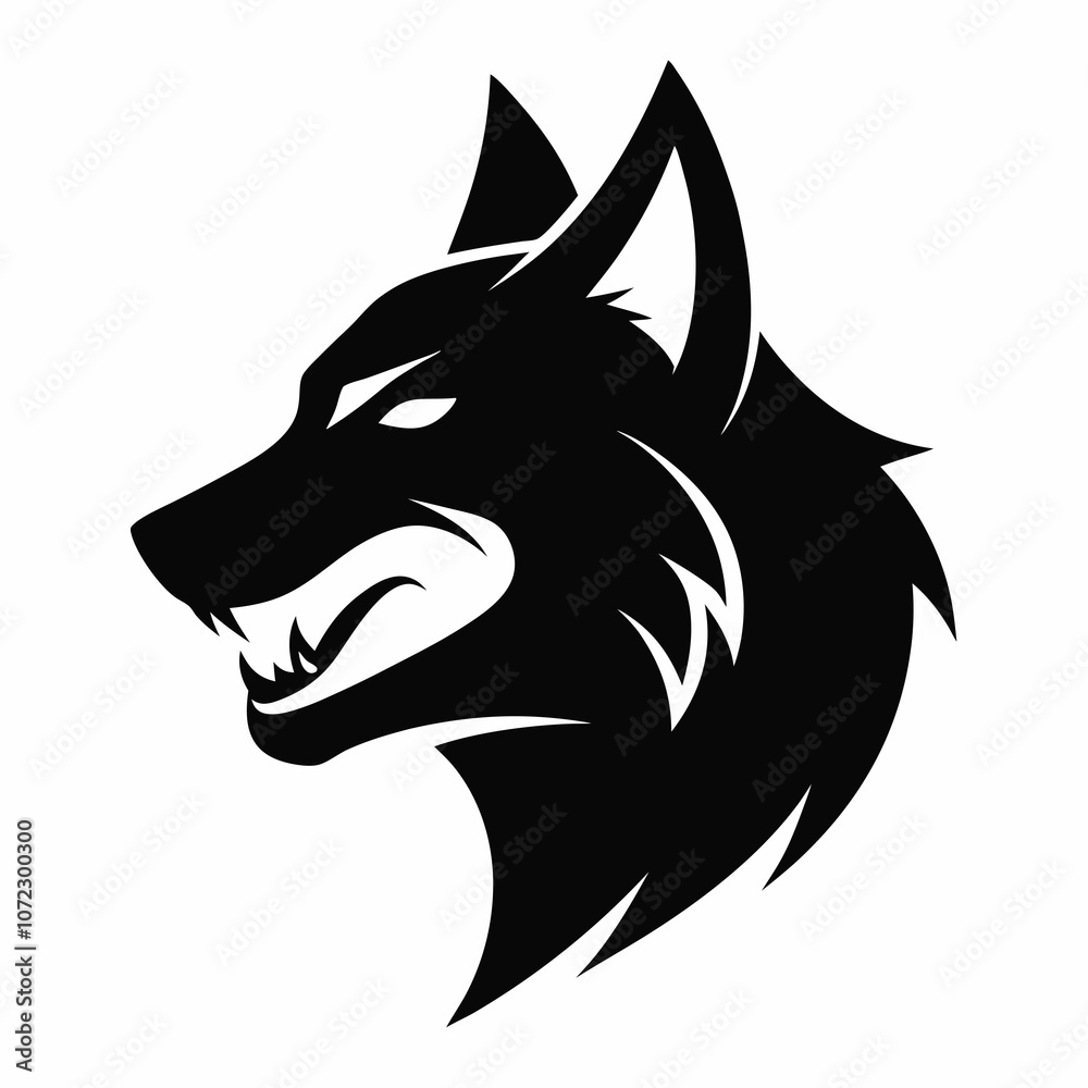 Angry Dog head minimalist side view logo silhouette black vector Angry Dog head minimalist side view logo silhouette black vector