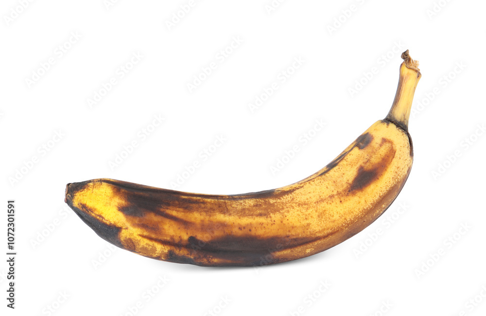 Overripe banana with dark spots isolated on white Overripe banana with dark spots isolated on white
