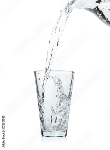 Wallpaper Mural Pouring soda water from jug into glass on white background Torontodigital.ca
