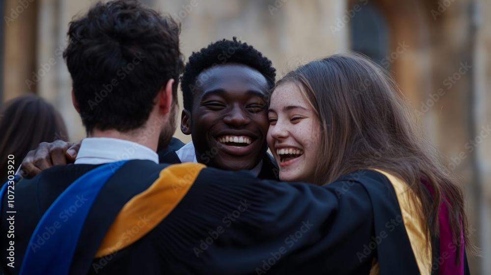 Celebrating Diversity in Graduation, a joyful gathering of international students in graduation gowns, showcasing multicultural friendships and shared academic achievements Celebrating Diversity in Graduation, a joyful gathering of international students in graduation gowns, showcasing multicultural friendships and shared academic achievements
