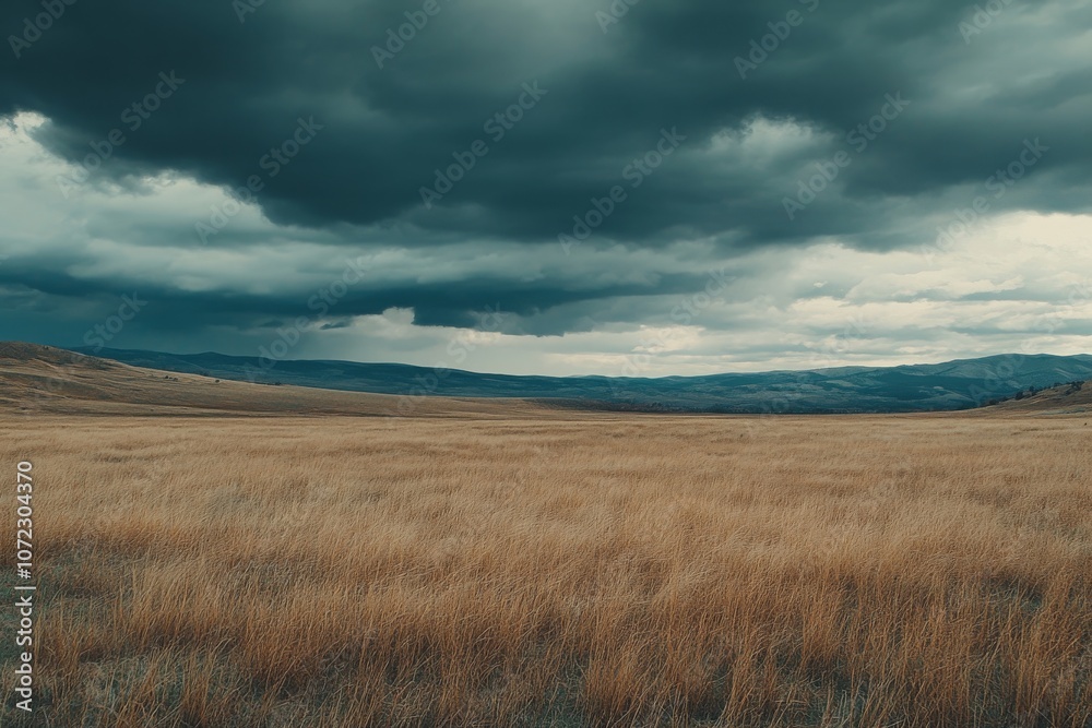 Obraz premium Dramatic Stormy Sky Over Expansive Field