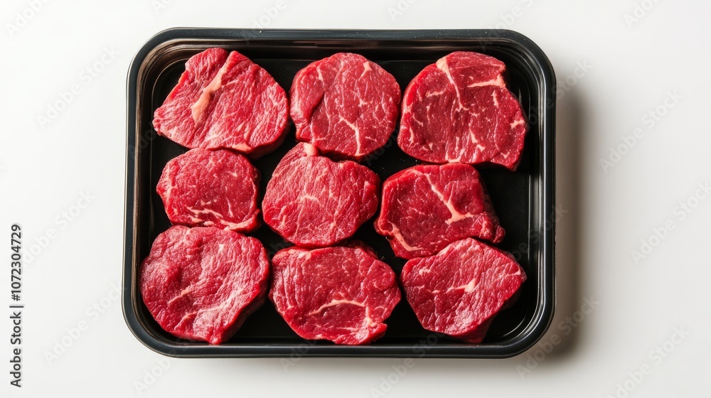 Raw beef meat in a black plastic container. black plastic tray with raw cutted meat
Raw beef meat in a black plastic container. black plastic tray with raw cutted meat