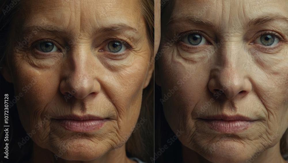 female aging, face close-up female aging, face close-up
