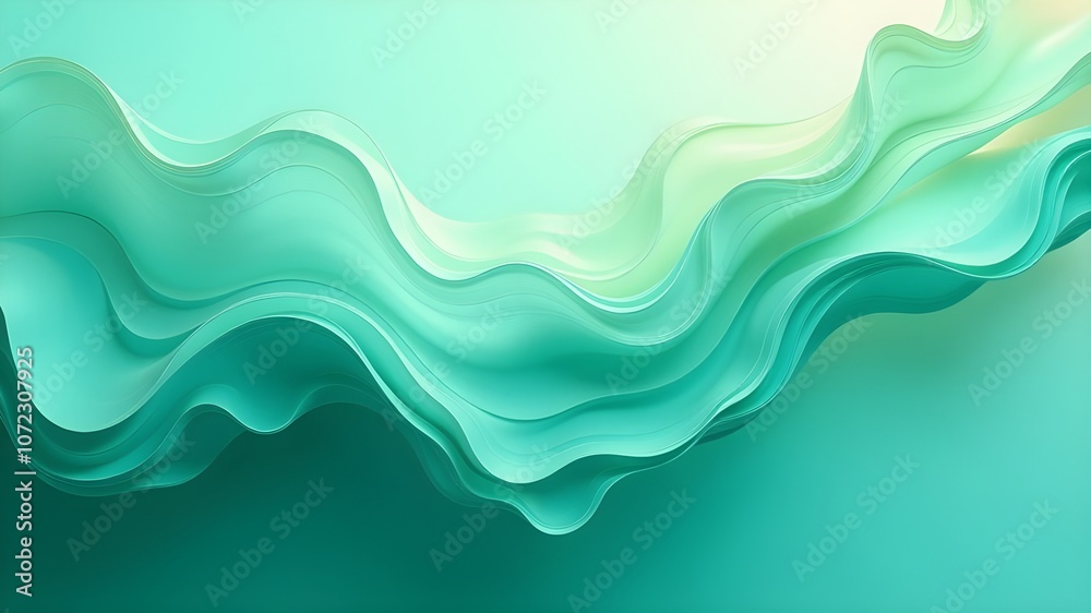 Green waves, abstract background