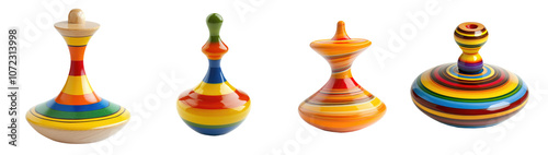 Baby spinning top toy set isolated Png, transparent without background. photo