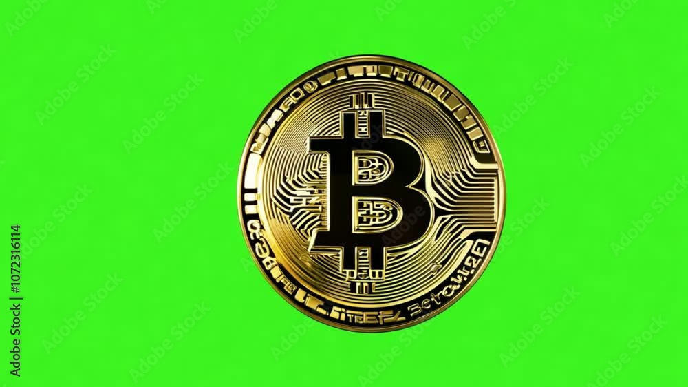 Bitcoin moving on green screen background Slow Motion, Cryptocurrency Effect , Experience the captivating effect of Bitcoin in slow motion against a green screen, 4k video
