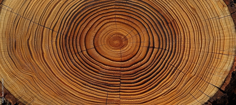 Fototapeta premium Old wooden oak tree cut surface