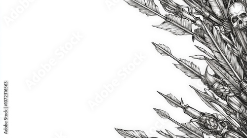 Detailed Hand-Drawn Arrows on White Background