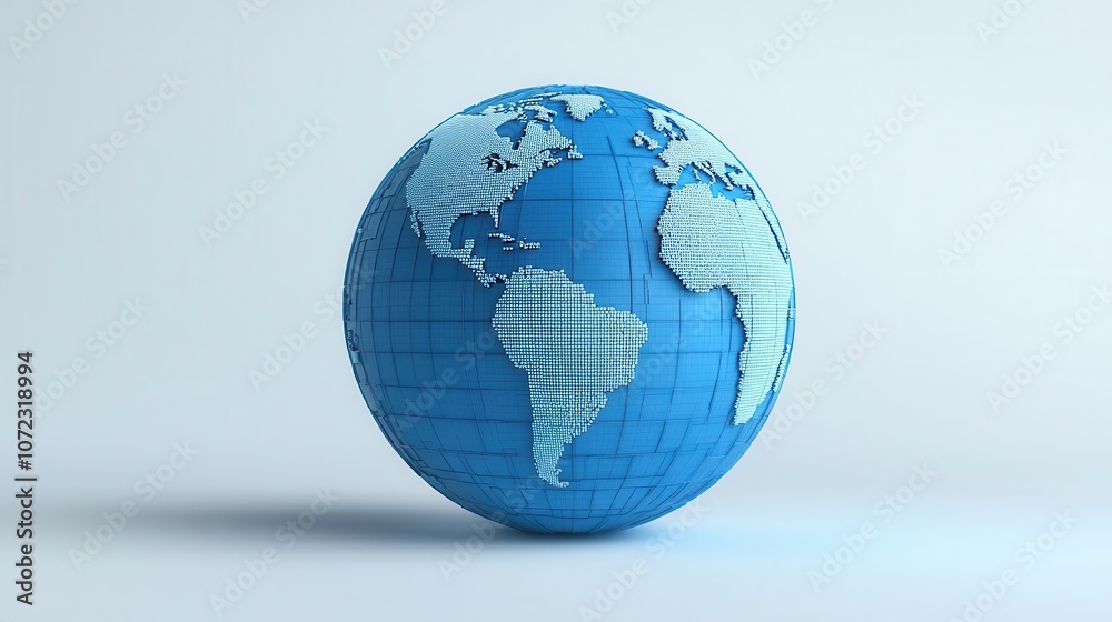 Fototapeta premium Earth globe, blue map design with interconnected digital lines, 3D illustration