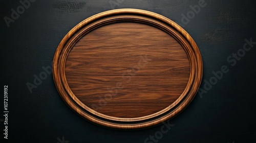 A polished wooden oval plaque with a rich texture, set against a dark background, ideal for engraving or displaying artwork.
