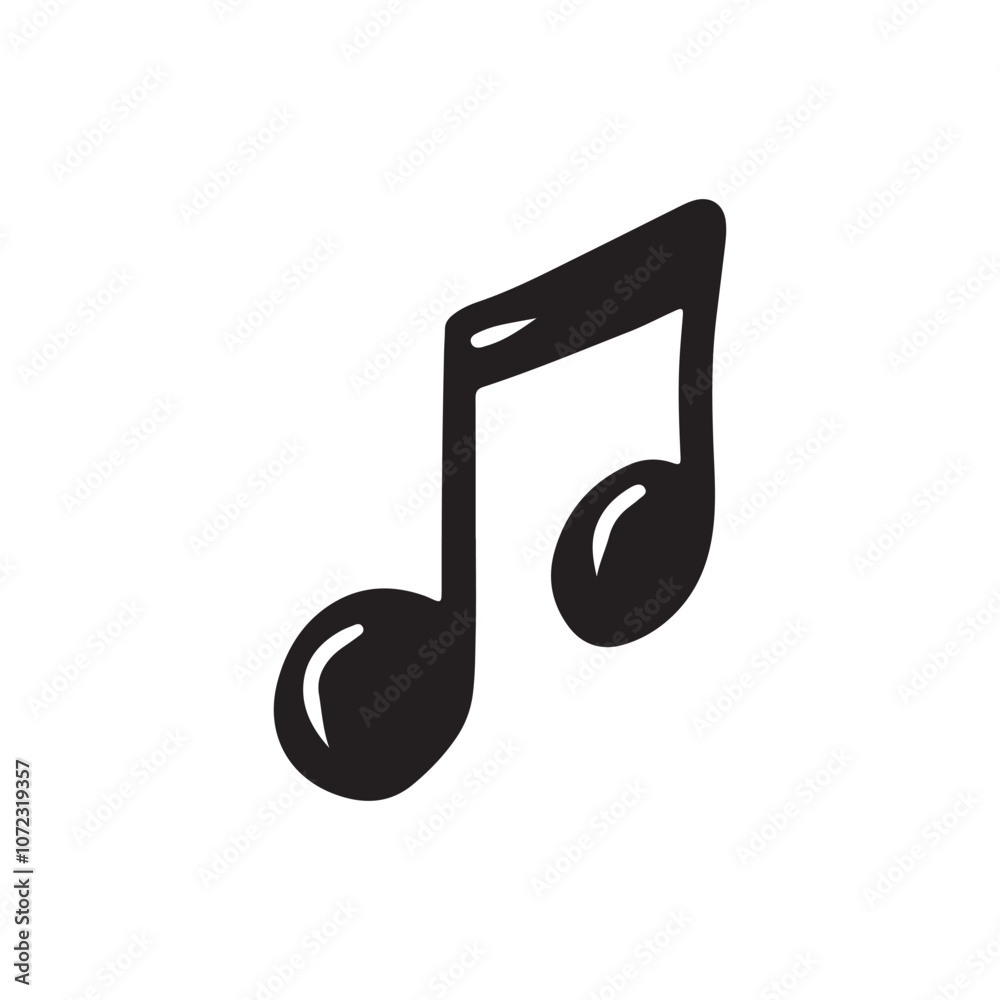 Musical note in black isolated on white background. Hand drawn vector sketch illustration in doodle vintage line art style. Music creation, abstract icon, logo design, silhouette drawing. Musical note in black isolated on white background. Hand drawn vector sketch illustration in doodle vintage line art style. Music creation, abstract icon, logo design, silhouette drawing.