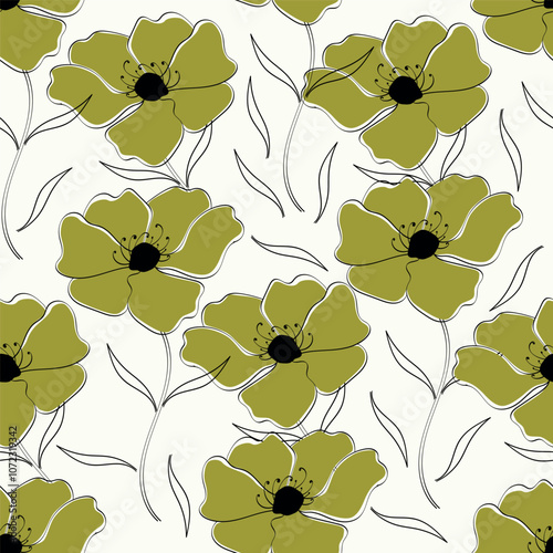 Cute feminine watercolor seamless pattern with wildflowers.hand drawn