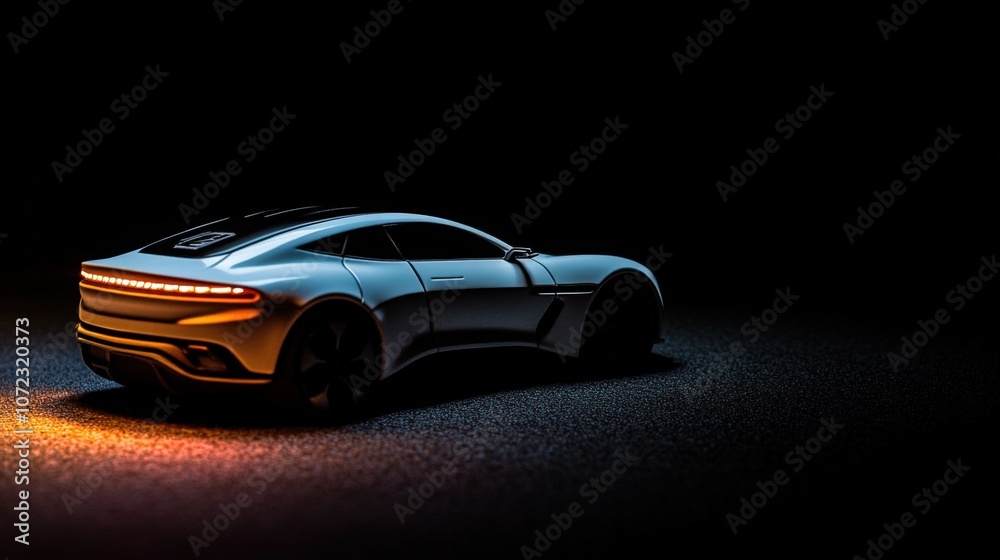 Sleek and powerful sports car in the dark Sleek and powerful sports car in the dark