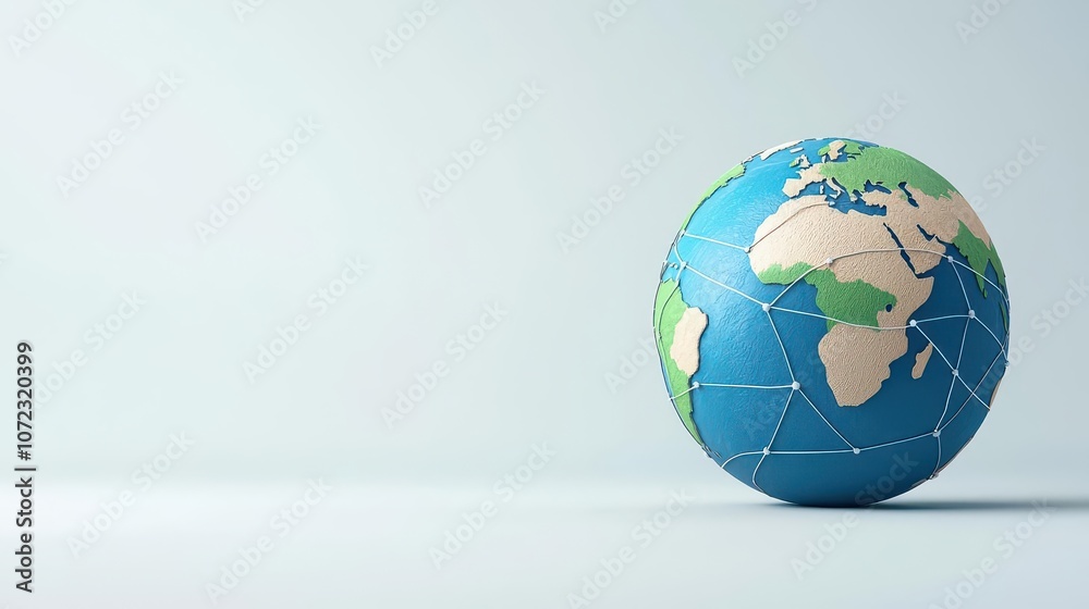 3D blue globe with interconnected digital network lines, global business concept, 3D illustration 3D blue globe with interconnected digital network lines, global business concept, 3D illustration