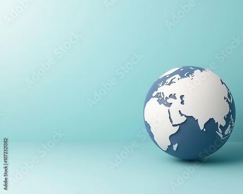 Earth globe in blue tones with global digital data exchange, 3D illustration photo