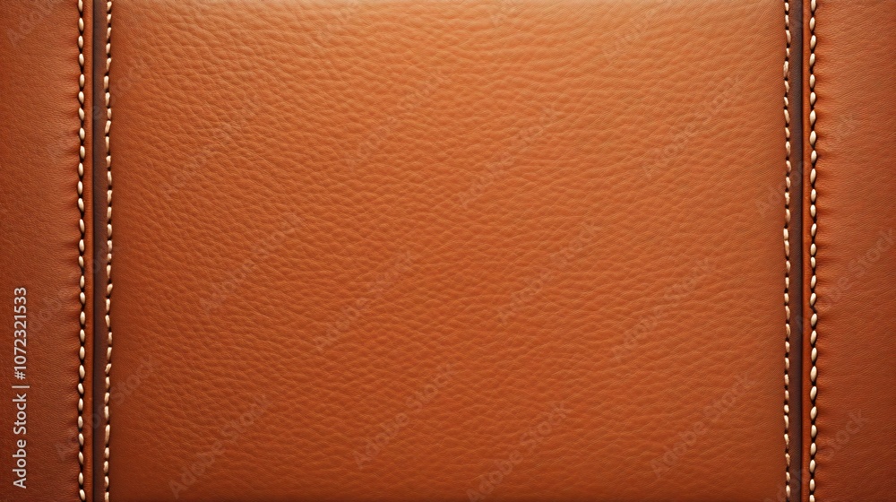 Fototapeta premium A smooth, warm-toned leather texture with subtle stitching details, creating an elegant and sophisticated appearance.