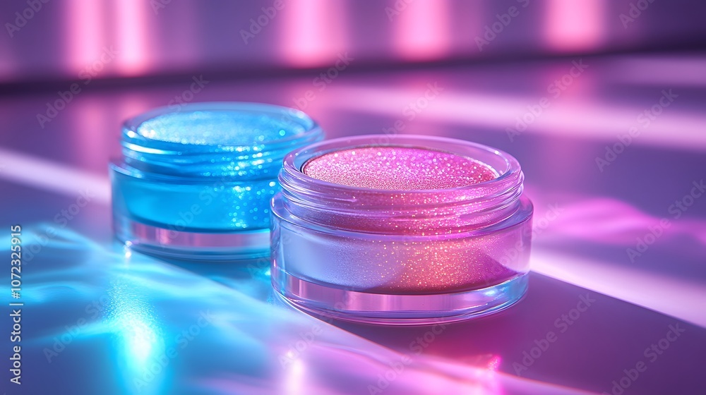 Colorful Glitter Jars with Soft Lighting Appeal Colorful Glitter Jars with Soft Lighting Appeal
