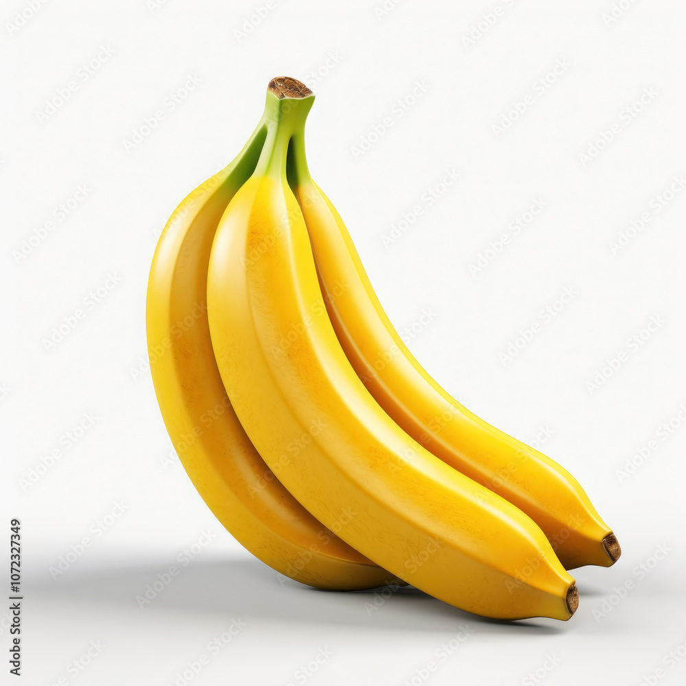 Juicy ripe 3D banana on a clean white background. Perfect image for design, websites, advertising, and any projects related to fruits, healthy food, or tropical motifs. Juicy ripe 3D banana on a clean white background. Perfect image for design, websites, advertising, and any projects related to fruits, healthy food, or tropical motifs.